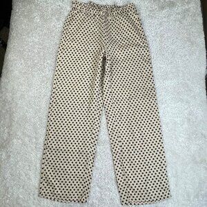 J. Crew Solei Linen Pant Polka Dot Black Beige 31" Inseam